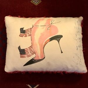 Manolo Blahnik shoe print tassel decorative pillow